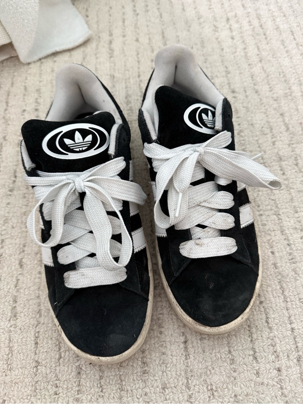 adidas Black Suede Sneakers with White Stripes